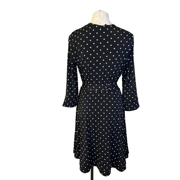 WHBM Medium M Reversible Floral Dot Faux Wrap Dress No Belt - Picture 4 of 15